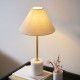 74291-100 Brushed Aged Brass & White Marble Table Lamp with Natural Linen Shade