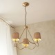 74506-001 Brushed Aged Brass 3 Light Centre Fitting with Natural Raffia Tapered Shades