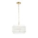 78890-001 Brushed Aged Brass 3 Light Pendant with Clear Ribbed Glass Rods