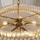 78891-001 Brushed Aged Brass 5 Light Pendant with Clear Ribbed Glass Rods