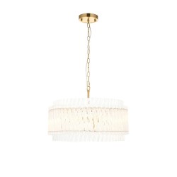 78891-001 Brushed Aged Brass 5 Light Pendant with Clear Ribbed Glass Rods