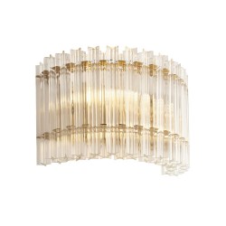 78892-001 Brushed Aged Brass 2 Light Wall Lamp with Clear Ribbed Glass Rods