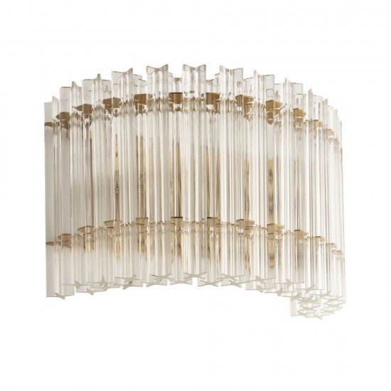 78892-001 Brushed Aged Brass 2 Light Wall Lamp with Clear Ribbed Glass Rods