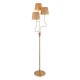 74508-001 Brushed Aged Brass 3 Light Floor Lamp with Natural Raffia Tapered Shades