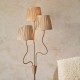 74508-001 Brushed Aged Brass 3 Light Floor Lamp with Natural Raffia Tapered Shades