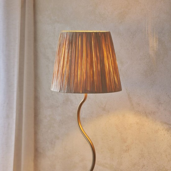 74510-001 Brushed Aged Brass Floor Lamp with Natural Raffia Tapered Shade