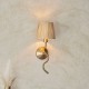 74513-001 Brushed Aged Brass Wall Lamp with Natural Raffia Tapered Shade