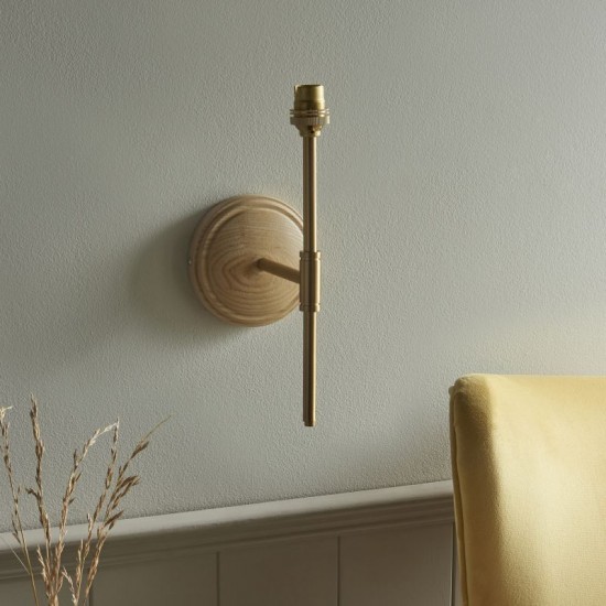 74529-001 - Base Only - Aged Brass & Wooden Wall Lamp