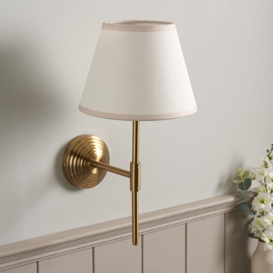 78667-001 Aged Brass Wall Lamp with Vintage White Shade