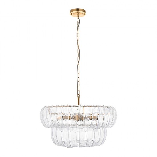 78742-001 Brushed Aged Brass 6 Light Pendant with Decorative Glass