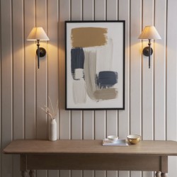 22228-001 Matt Black Wall Lamp with Natural Linen Shade