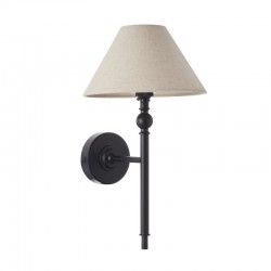 22228-001 Matt Black Wall Lamp with Natural Linen Shade 22228-001 Matt Black Wall Lamp with Natural Linen Shade
