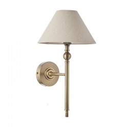 22373-001 Antique Brass Wall Lamp with Natural Linen Shade 22373-001 Antique Brass Wall Lamp with Natural Linen Shade