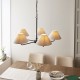 22023-001 Matt Black 5 Light Pendant with Natural Linen Shade