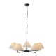 22023-001 Matt Black 5 Light Pendant with Natural Linen Shade