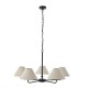 22023-001 Matt Black 5 Light Pendant with Natural Linen Shade