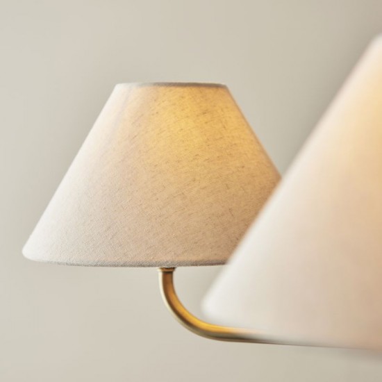 22108-001 Antique Brass 5 Light Pendant with Natural Linen Shade