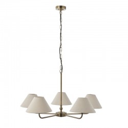 22108-001 Antique Brass 5 Light Pendant with Natural Linen Shade 22108-001 Antique Brass 5 Light Pendant with Natural Linen Shade