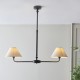 21947-001 Matt Black 2 Light over Island Fitting with Natural Linen Shade