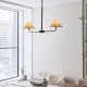 21947-001 Matt Black 2 Light over Island Fitting with Natural Linen Shade