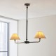21947-001 Matt Black 2 Light over Island Fitting with Natural Linen Shade