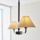 21947-001 Matt Black 2 Light over Island Fitting with Natural Linen Shade