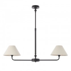 21947-001 Matt Black 2 Light over Island Fitting with Natural Linen Shade 21947-001 Matt Black 2 Light over Island Fitting with Natural Linen Shade