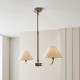 21967-001 Antique Brass 2 Light over Island Fitting with Natural Linen Shade