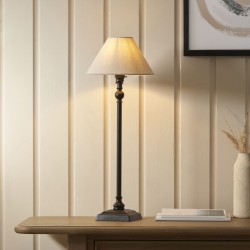 22164-001 Matt Black Table Lamp with Natural Linen Shade ∅ 22 cm