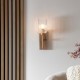 78769-001 Wooden & Vintage Brass Wall Lamp with Clear Ribbed Glass