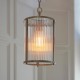 78782-001 Antique Brass Pendant with Ribbed Glass