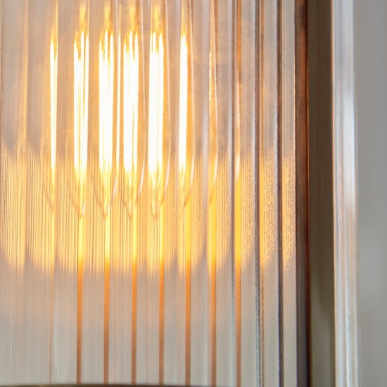 78782-001 Antique Brass Pendant with Ribbed Glass