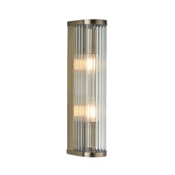78784-001 Antique Brass 2 Light Wall Lamp with Ribbed Glass