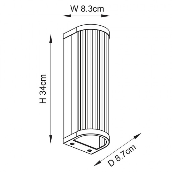 78784-001 Antique Brass 2 Light Wall Lamp with Ribbed Glass