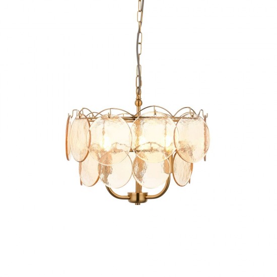 78893-001 Brushed Aged Brass 3 Light Centre Fitting with Champagne Glass