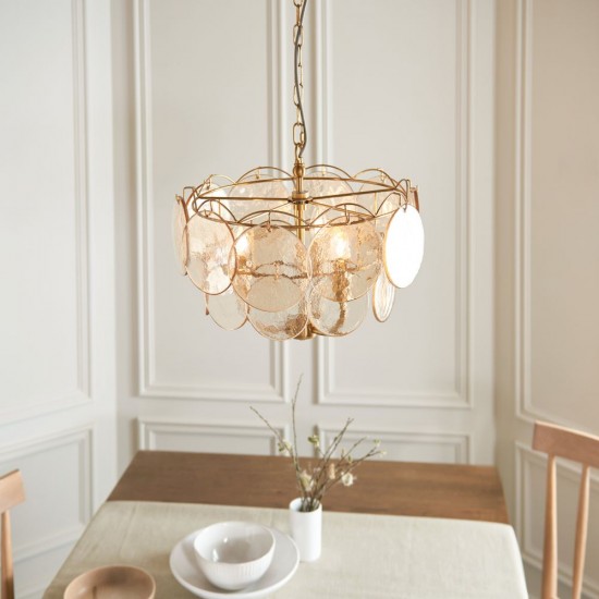 78893-001 Brushed Aged Brass 3 Light Centre Fitting with Champagne Glass