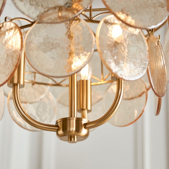 78893-001 Brushed Aged Brass 3 Light Centre Fitting with Champagne Glass