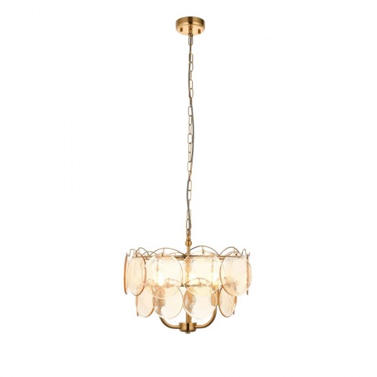 78893-001 Brushed Aged Brass 3 Light Centre Fitting with Champagne Glass