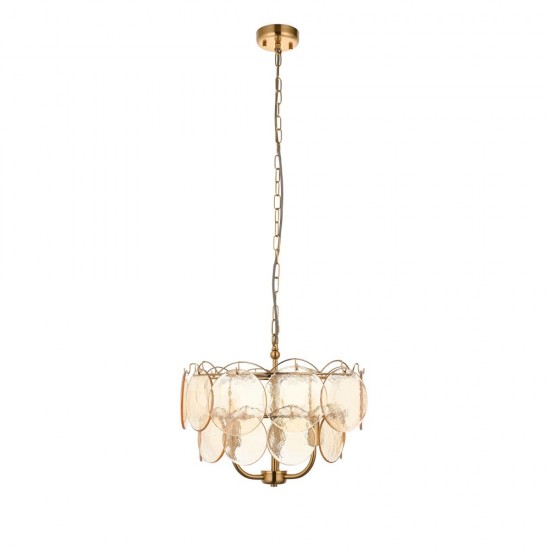 78893-001 Brushed Aged Brass 3 Light Centre Fitting with Champagne Glass