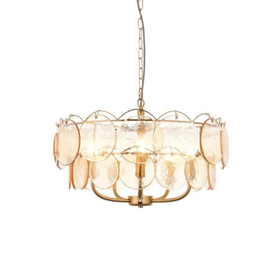 78894-001 Brushed Aged Brass 5 Light centre Fitting with Champagne Glass