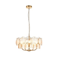 78894-001 Brushed Aged Brass 5 Light centre Fitting with Champagne Glass