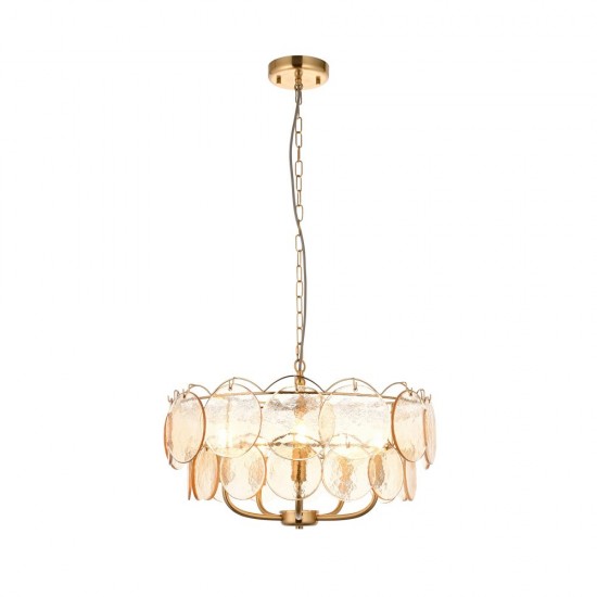 78894-001 Brushed Aged Brass 5 Light centre Fitting with Champagne Glass