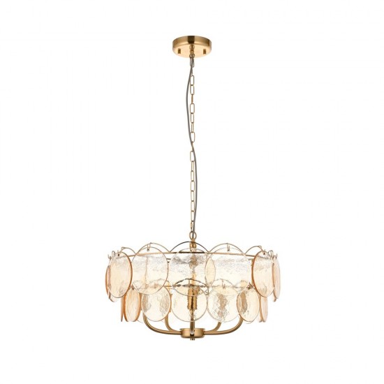 78894-001 Brushed Aged Brass 5 Light centre Fitting with Champagne Glass