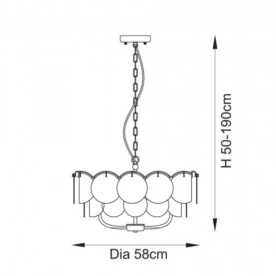 78894-001 Brushed Aged Brass 5 Light centre Fitting with Champagne Glass