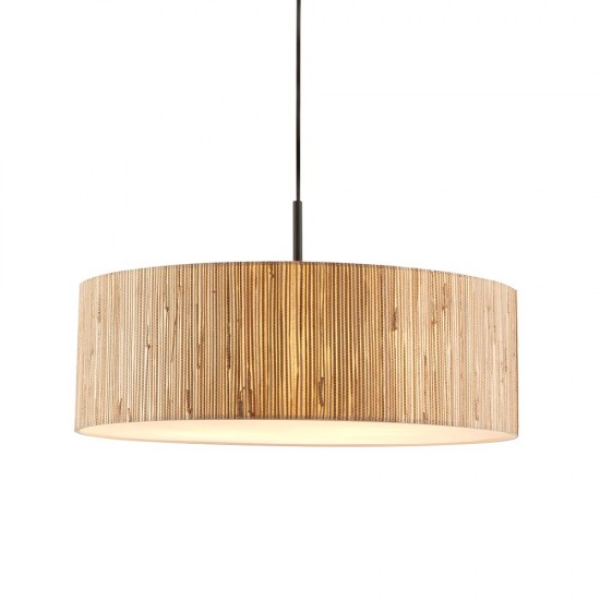 78787-001 Black 3 Light Pendant with Natural Seagrass Shade 78787-001 Black 3 Light Pendant with Natural Seagrass Shade