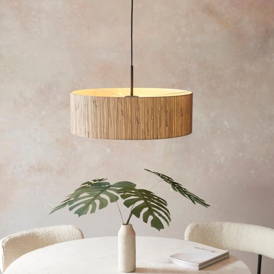 78787-001 Black 3 Light Pendant with Natural Seagrass Shade 78787-001 Black 3 Light Pendant with Natural Seagrass Shade