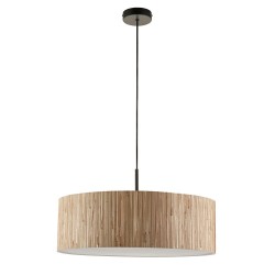 78787-001 Black 3 Light Pendant with Natural Seagrass Shade