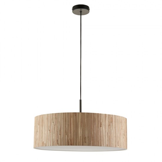 78787-001 Black 3 Light Pendant with Natural Seagrass Shade 78787-001 Black 3 Light Pendant with Natural Seagrass Shade