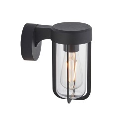 78791-001 Matt Black Wall Lamp with Clear Glass IP44