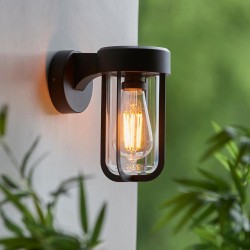 78791-001 Matt Black Wall Lamp with Clear Glass IP44